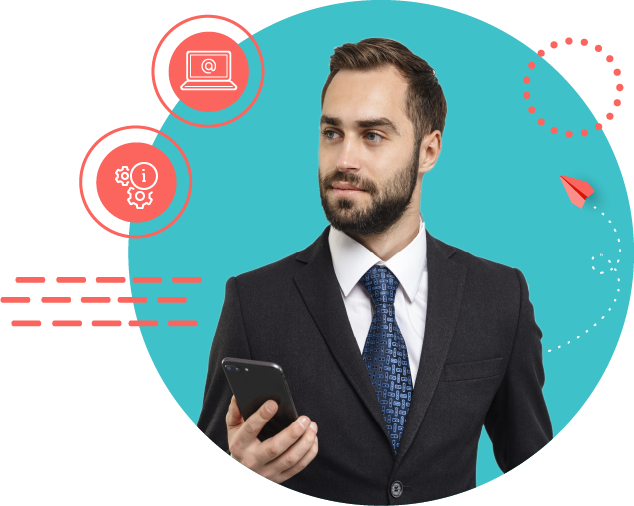 Homme qui utilise une solution de télévente, téléprospection et de télémarketing