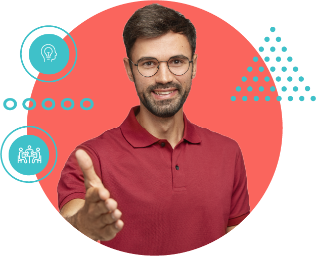 Homme partenaire de la solution centre de contact INO