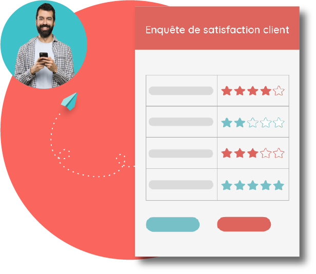 Screenshot de notre solution service client avec le questionnaire de satisfaction
