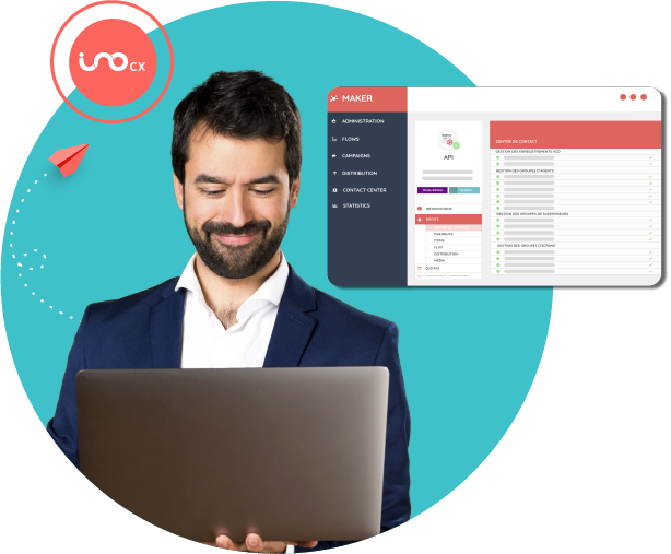 Homme qui utilise notre solution de service client