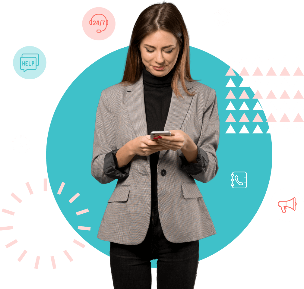 Femme qui utilise notre solution de service client