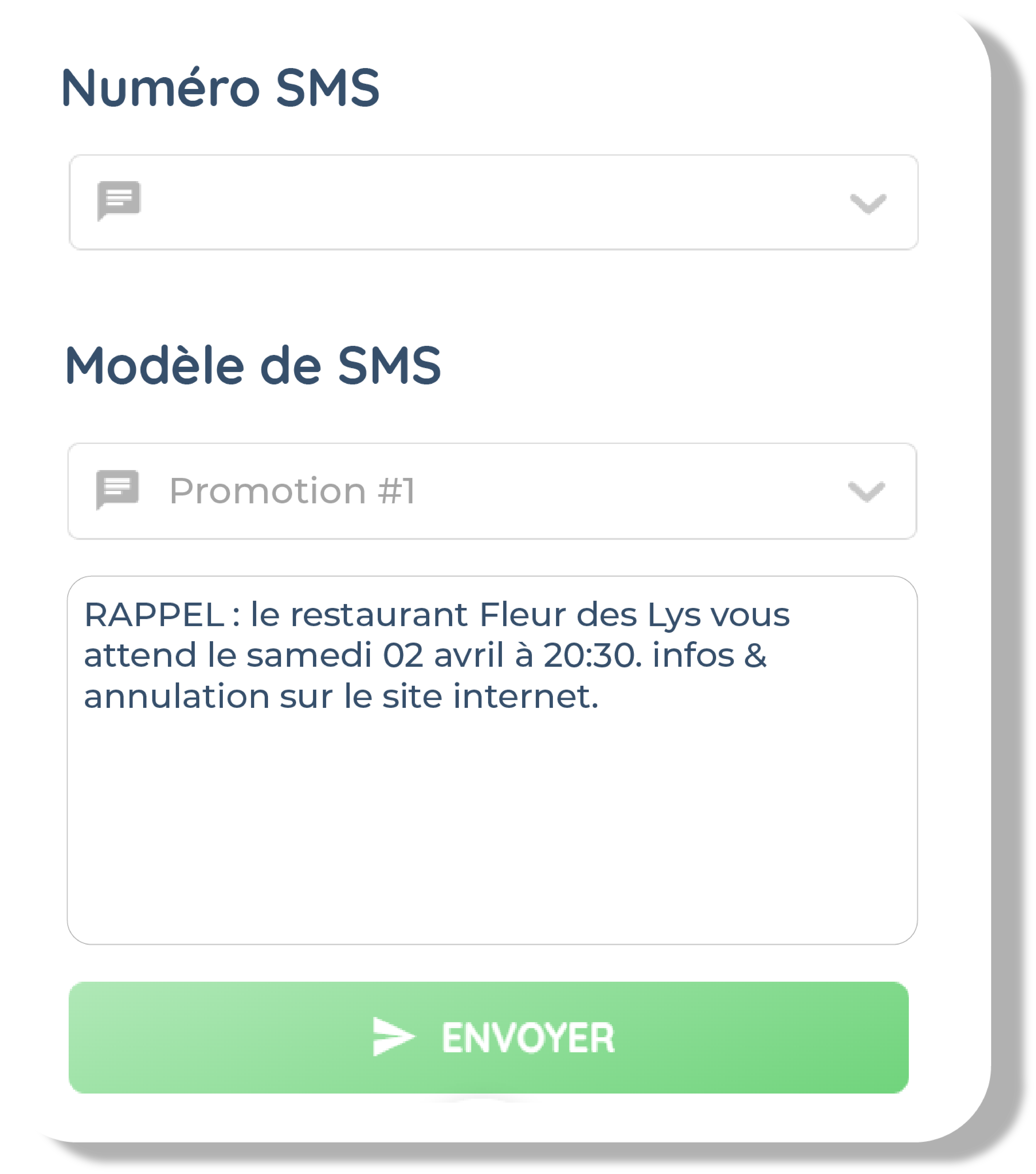Modèle de SMS transactionnel