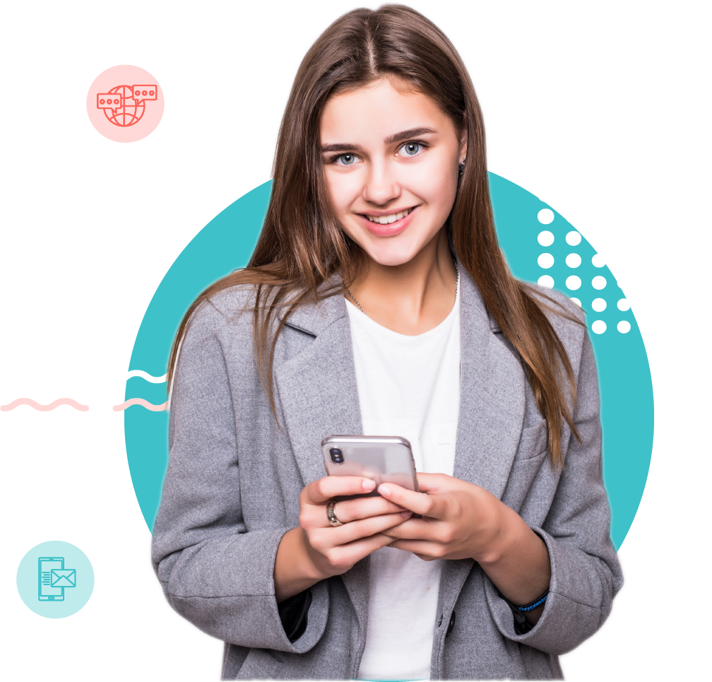 femme qui envoie un SMS