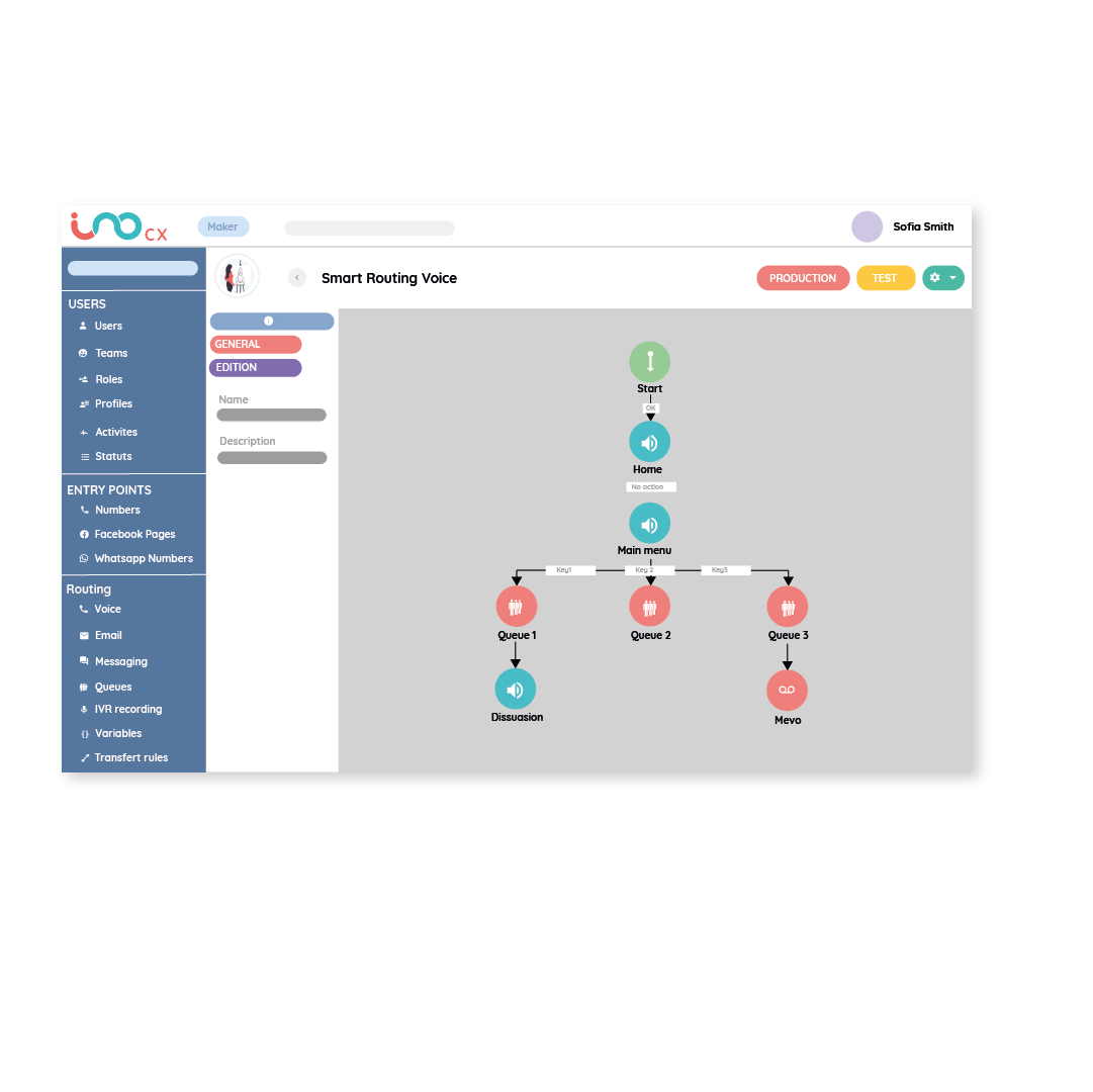 Interface d'administration de votre logiciel centre d'appel INO CX