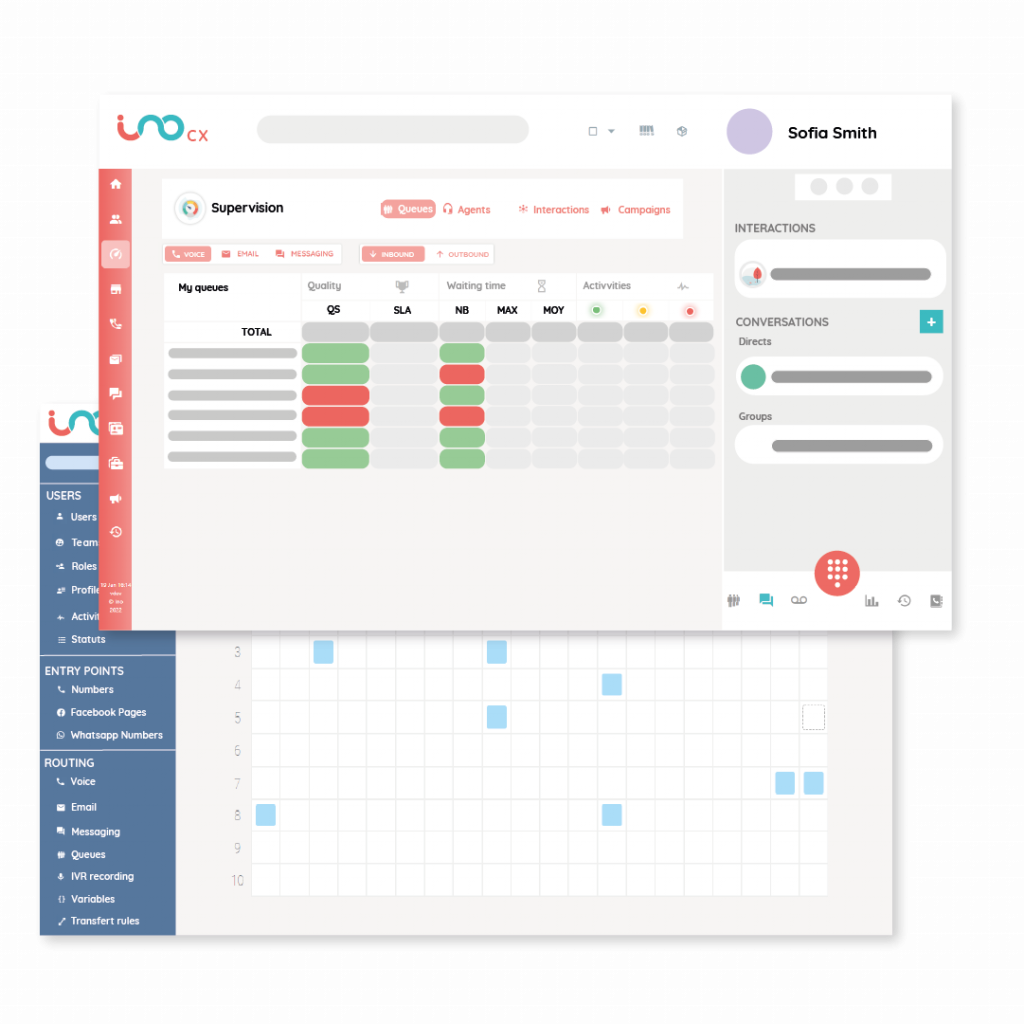 Interface de supervision en temps-réel de votre logiciel centre d'appel INO CX