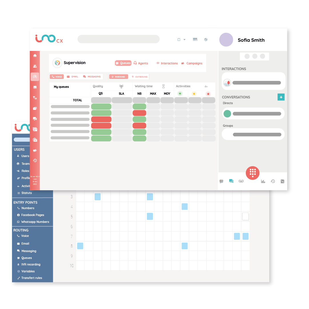 Interface de supervision en temps-réel de votre logiciel centre d'appel INO CX