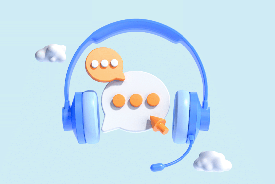 3D headset and chat bubbles floating in the cloud, symbolizing UCaaS and CCaaS convergence in business communication.