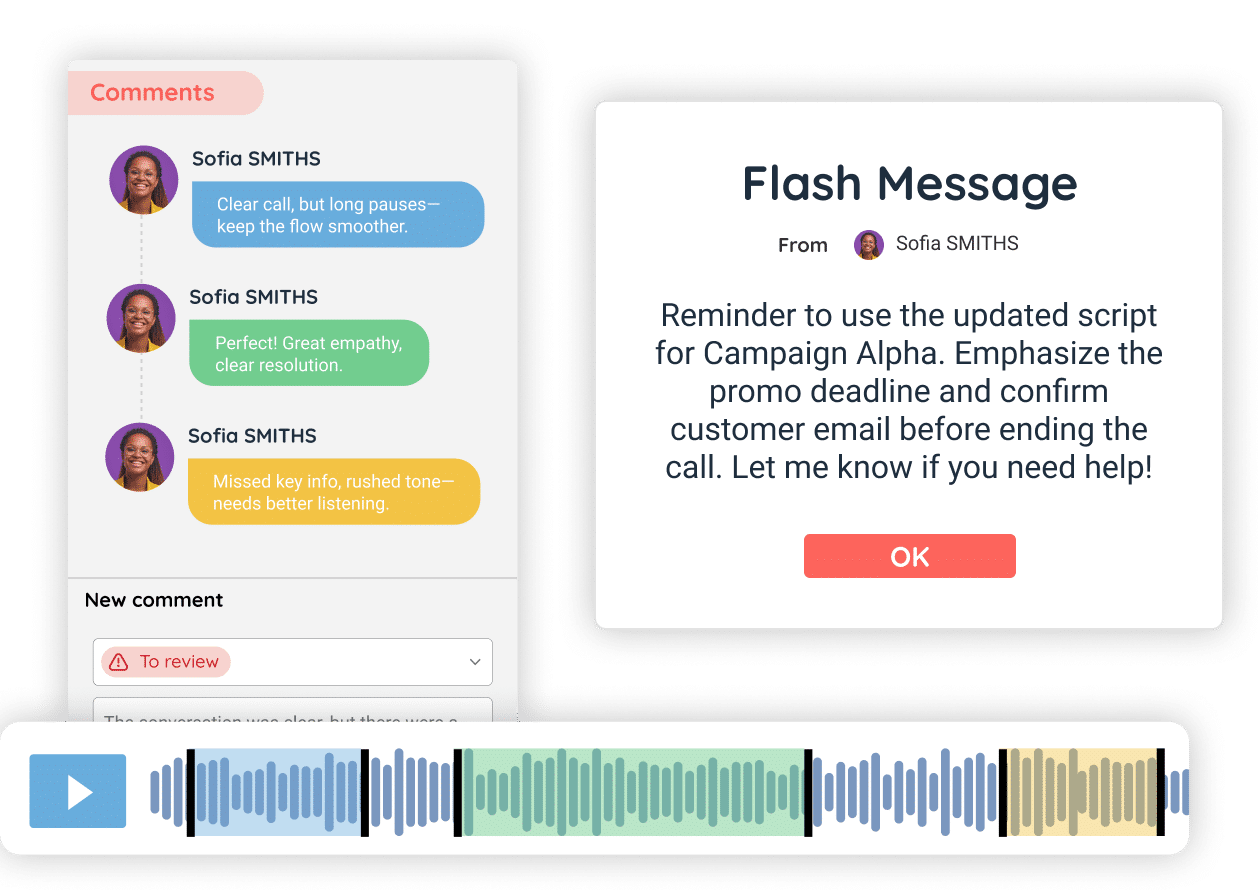 Live agent support during outbound calls using real-time coaching tools to improve service quality.