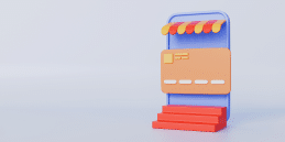 Carte de crédit 3D avec une icône de boutique, représentant le service client dans le retail et le traitement sécurisé des paiements via un logiciel centre d’appel.